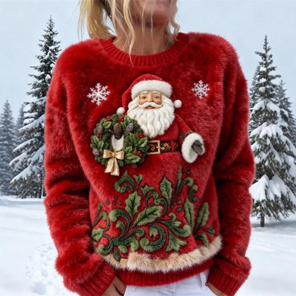 3d Digital Print Pattern Christmas Women's Flannel Sweatshirt