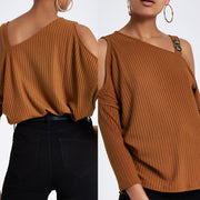 Solid Off-Shoulder Knit Top for Women