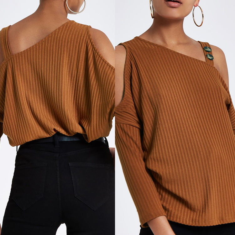 Solid Off-Shoulder Knit Top for Women