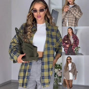 Plaid-striped Long-sleeve Womens Blouse In A Retro, Relaxed Fit