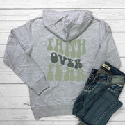 Faith Over Fear Women's Letter Print Kangaroo Pocket Hoodie