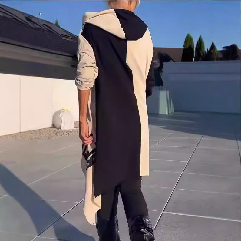 Women's Cozy Hooded Long Sleeve Print Sweatshirt Dress