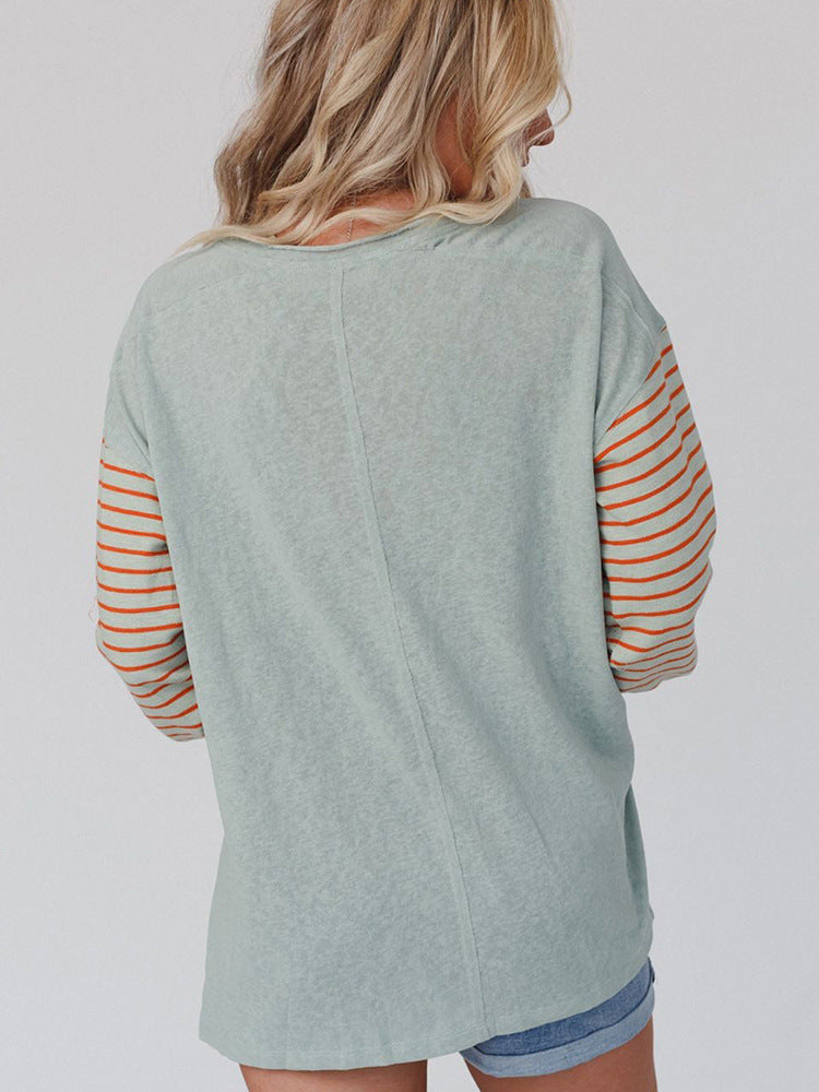 Women's Colorblock Striped Casual Long-Sleeve Hoodie