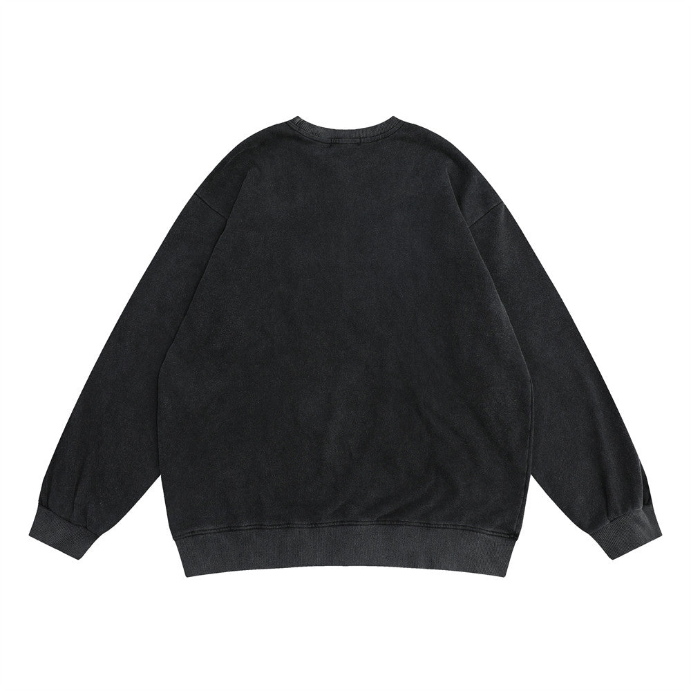 Chic Denim Butterfly Patch Loose Streetwear Sweater