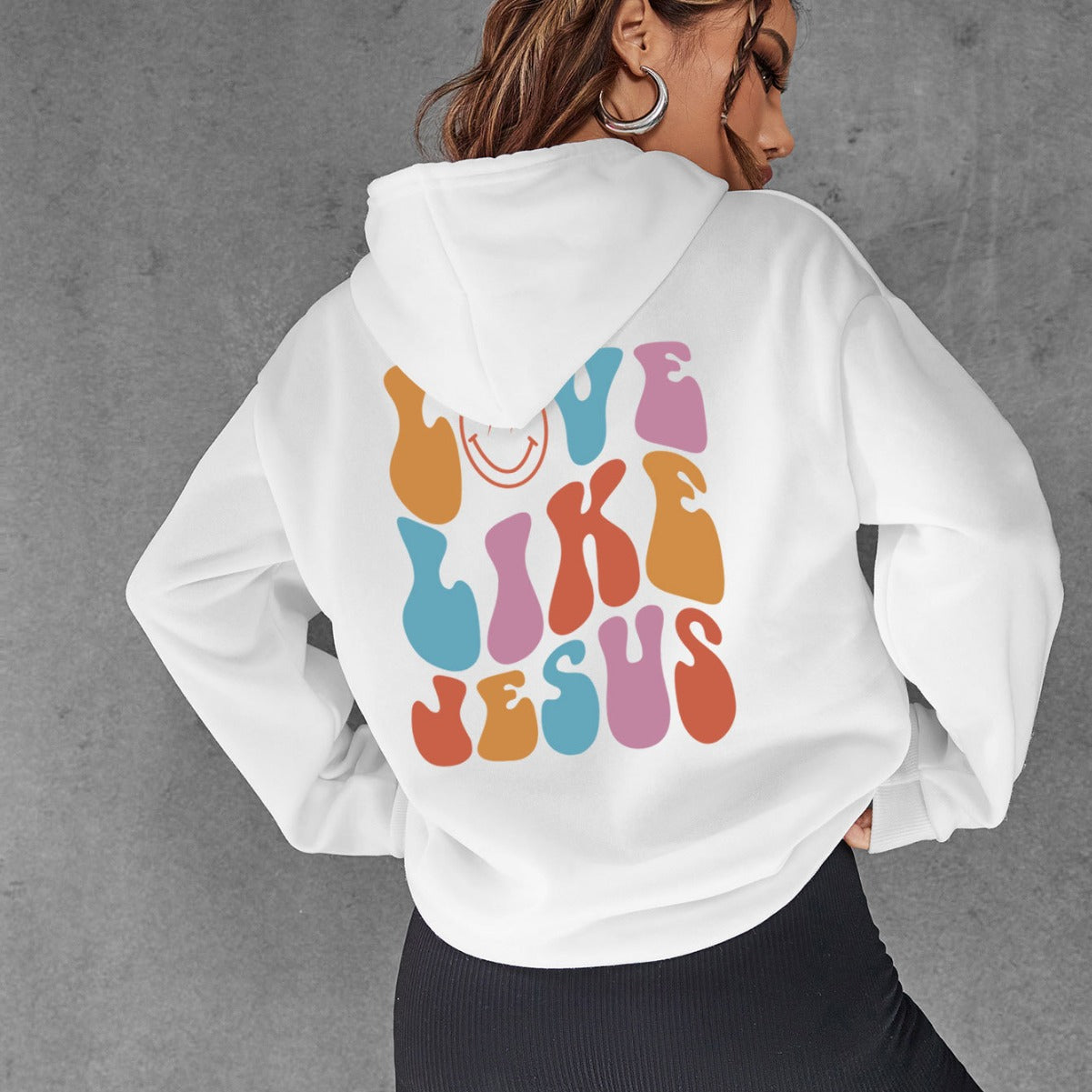 Cozy Streetwear Letter Print Brushed Hoodie with Pocket