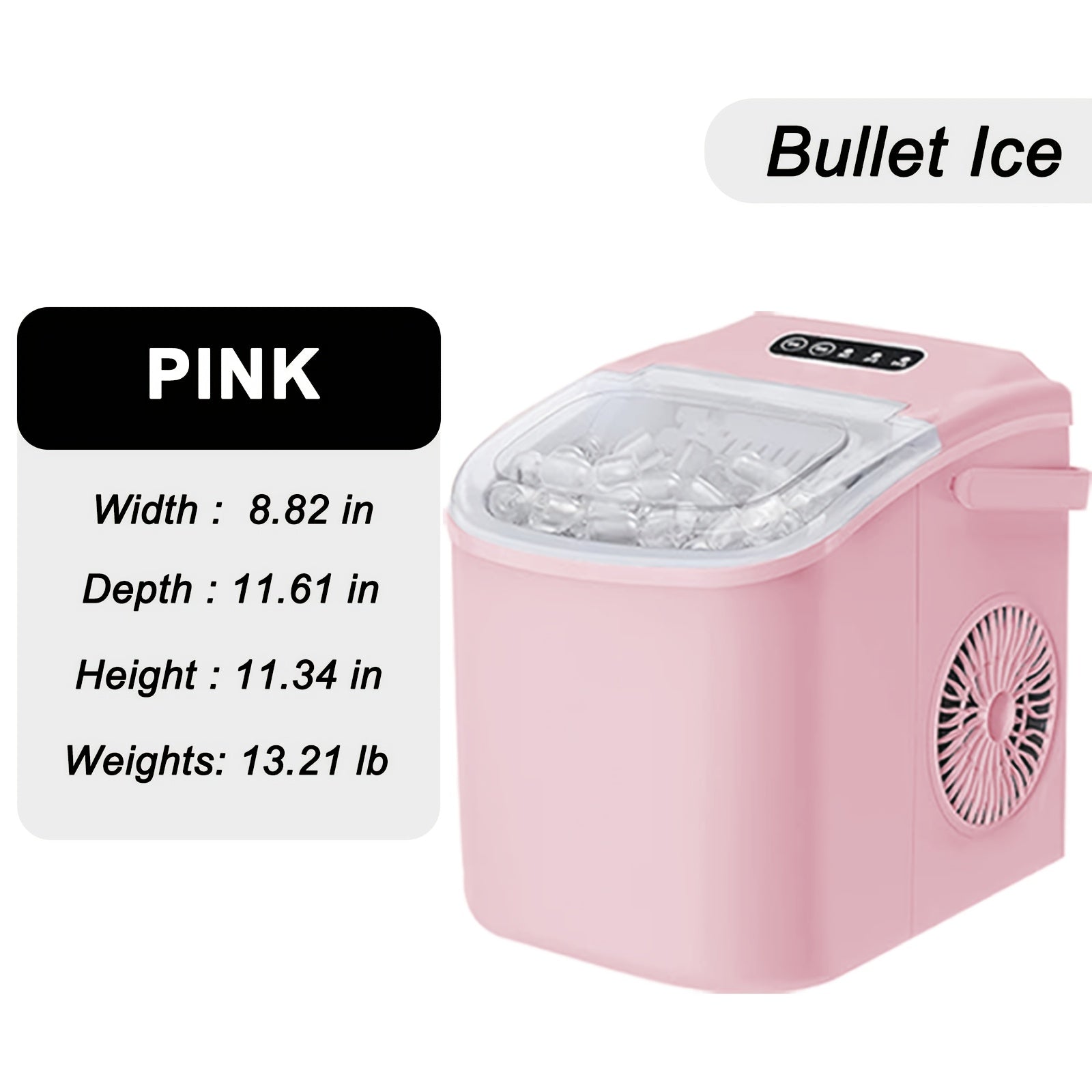 Countertop Ice Maker With Handle, Produces 26 Pounds Of Ice Within 24 Hours, Makes 9 Ice Cubes In 6 Minutes. Portable Ice Maker Comes With A Basket And Ice Scoop.