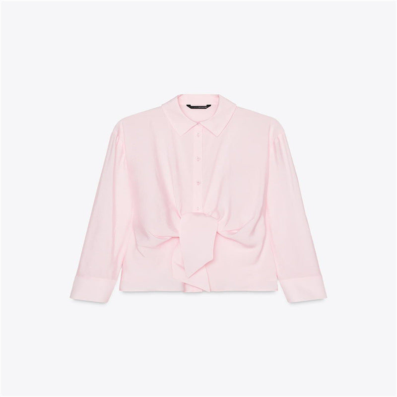 European And American Style Solid Color Bow Tie Vertical Shirt
