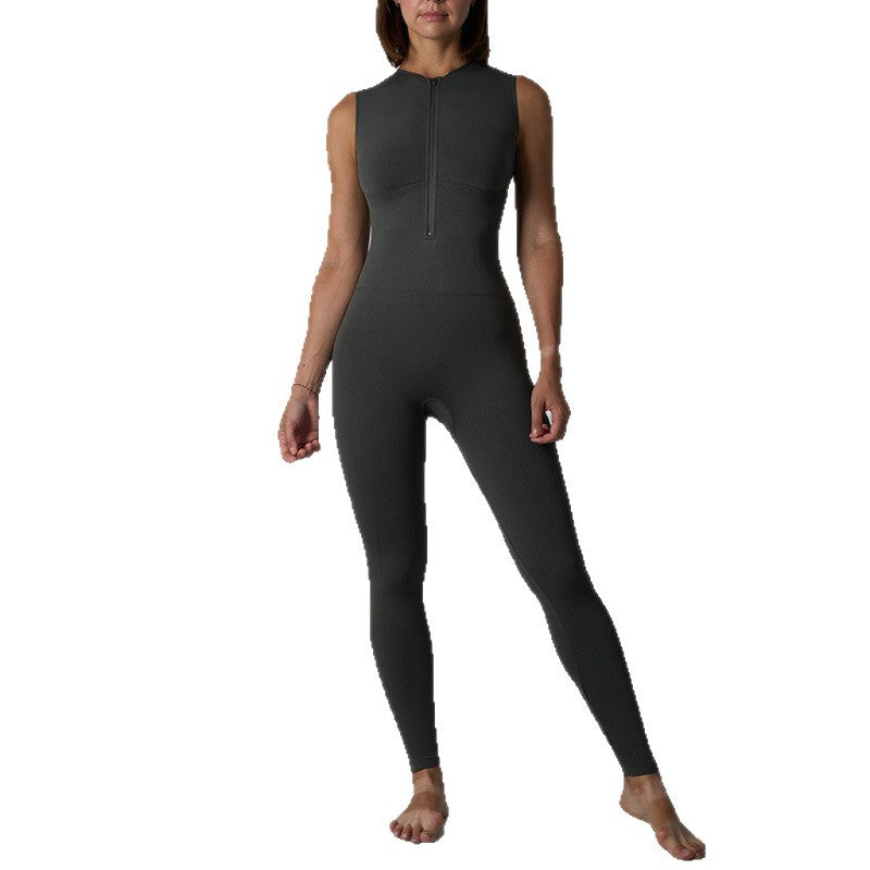 Seamless Zip-Front Fitness Jumpsuit & Body Shaper