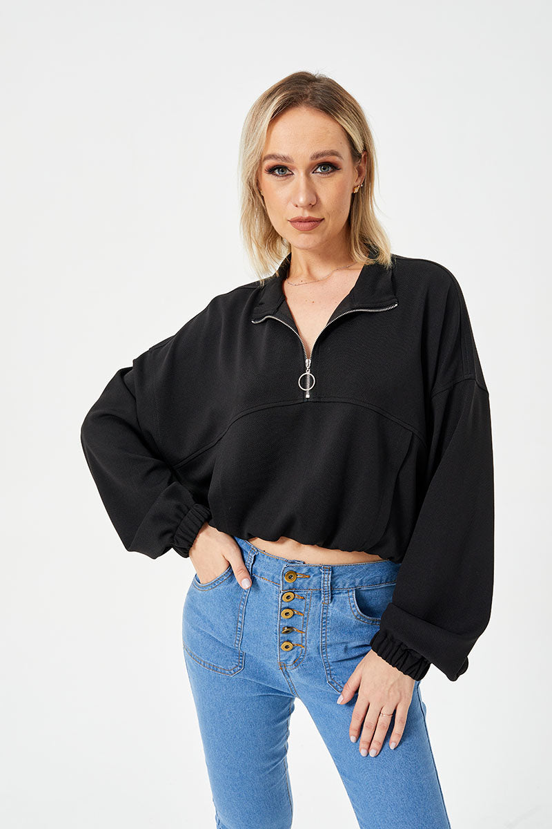 Women's Loose Casual Half-Zip Sweatshirt