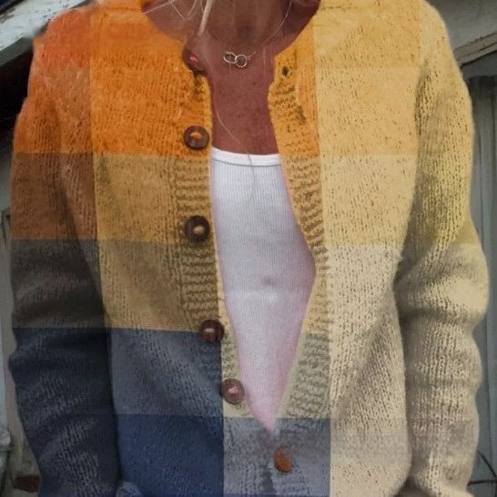 Women's 3D Digital Print Knitted Cardigan Sweater