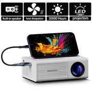 Portable HD Projector with USB Connection and Remote Control – Supports 1080p, 1280×720 Native Resolution, Compatible with Smartphones, Tablets, Laptops and TV Sticks