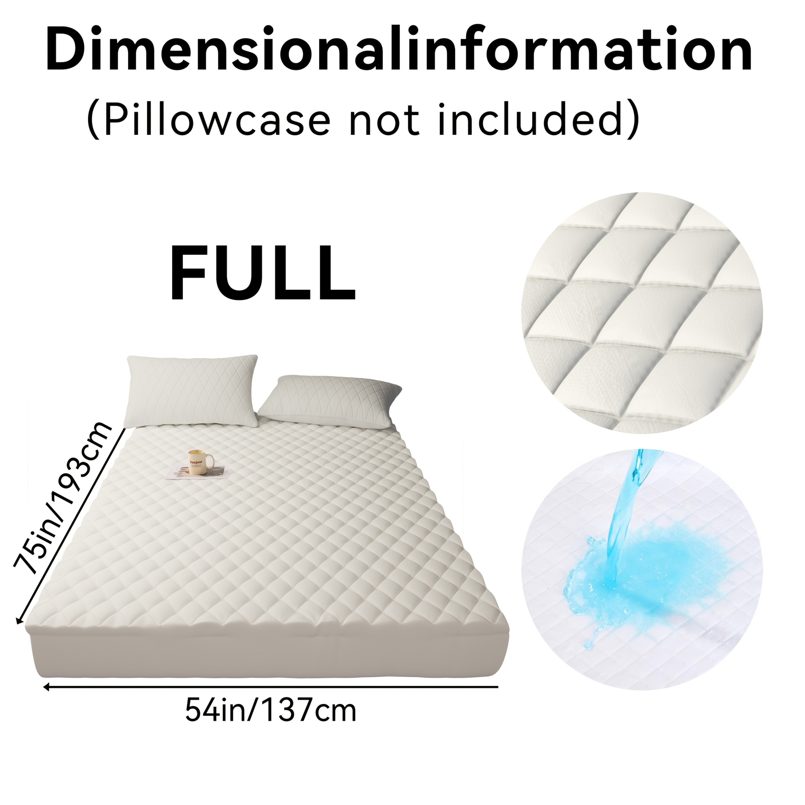 Waterproof Mattress Protector Quilted Thickened Comfortable Bedspread Layer with Deep Pocket Design, Warm Breathable Bedding for Bedroom Guest Room Hotel, Great for Holiday Gifts Black Friday And...