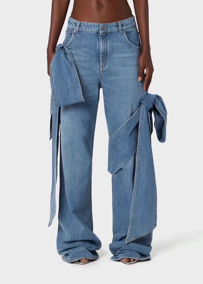 Sexy Bow Tie Denim Crop Top & Ultra Short Set