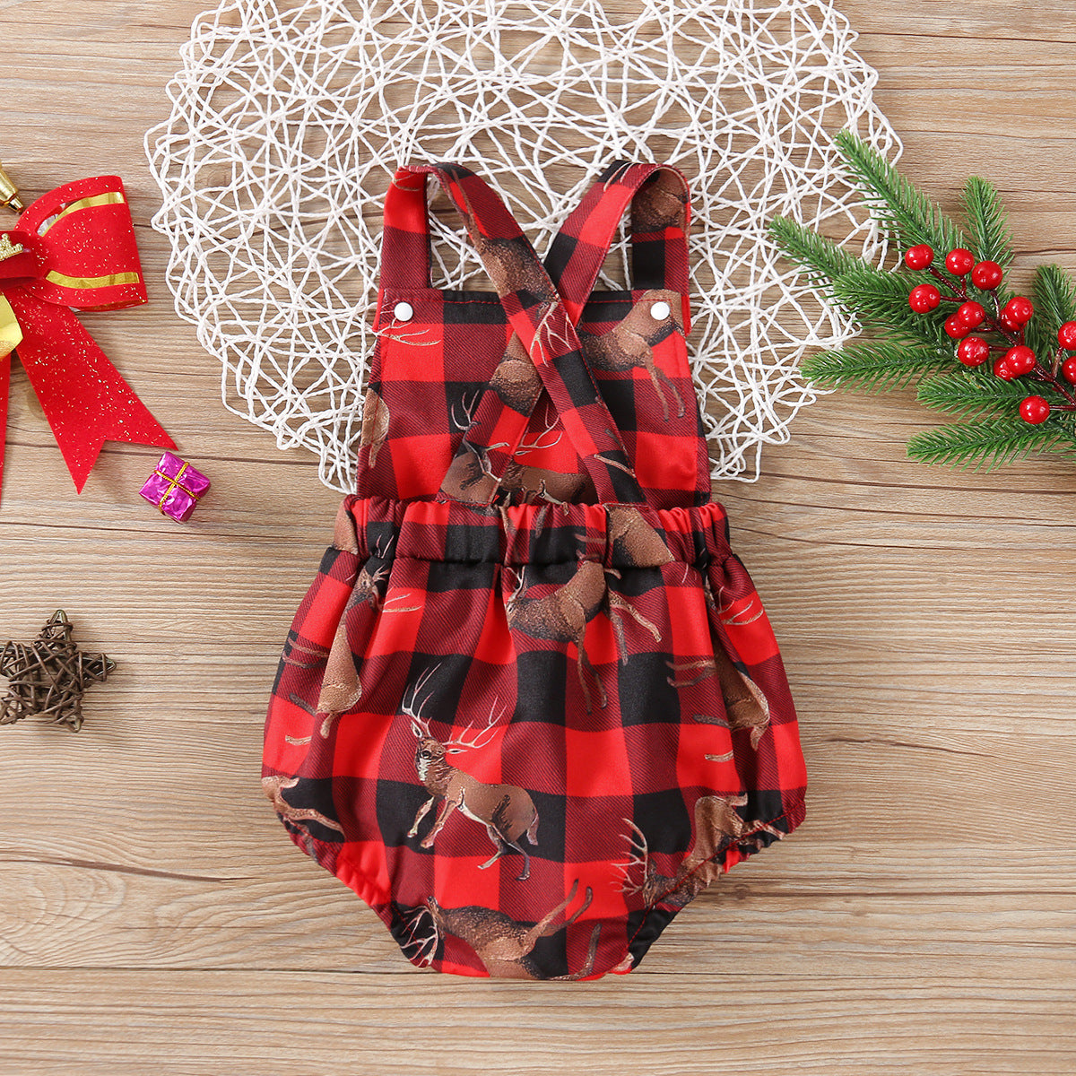 Elk Printing Strap Sleeveless Romper One-piece Romper