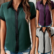 Women's Loose Blouse Top StripedPlaid Loose Fit