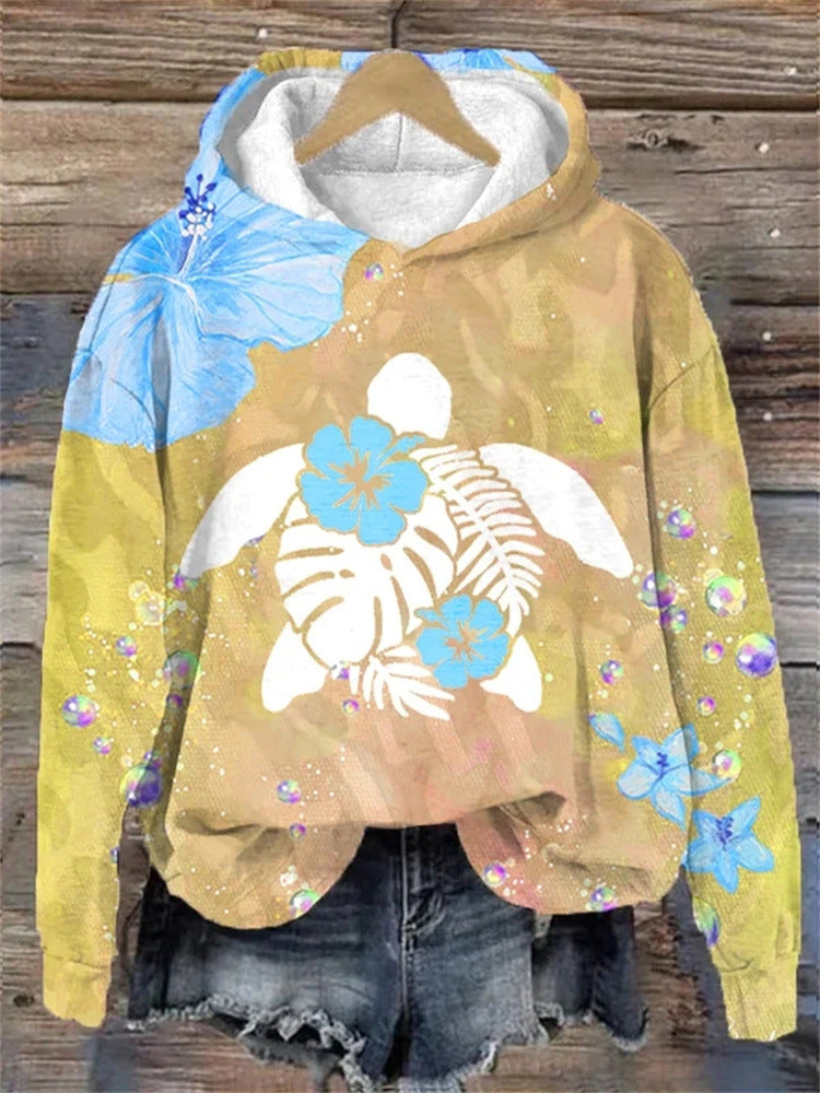 Floral Print Long Sleeve Pullover Autumn Sweatshirt