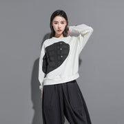 Dark Series Colorblock Semicircle Loose Pullover Sweatshirt