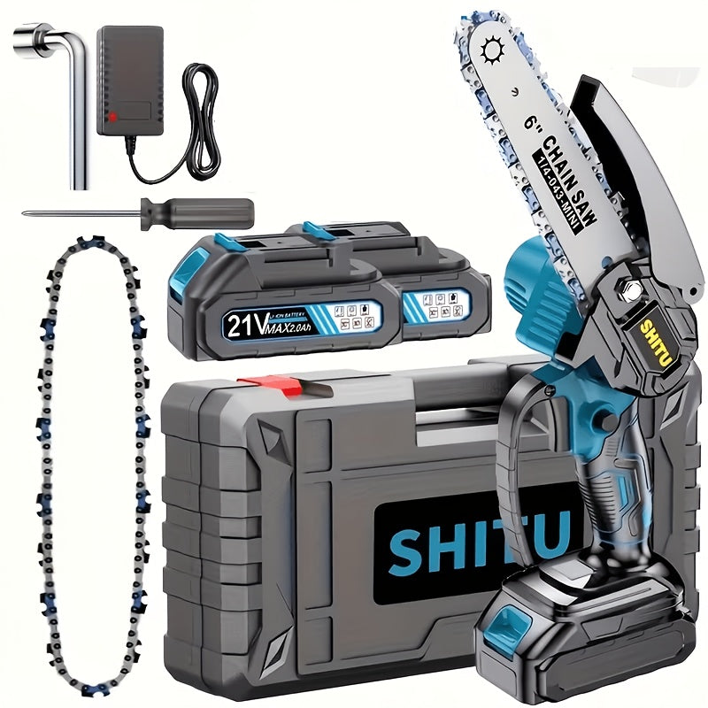 Mini Cordless Chainsaw – Lightweight Handheld Electric Tree Cutter with Splash Guard, Safety Lock, Optional Rechargeable Battery