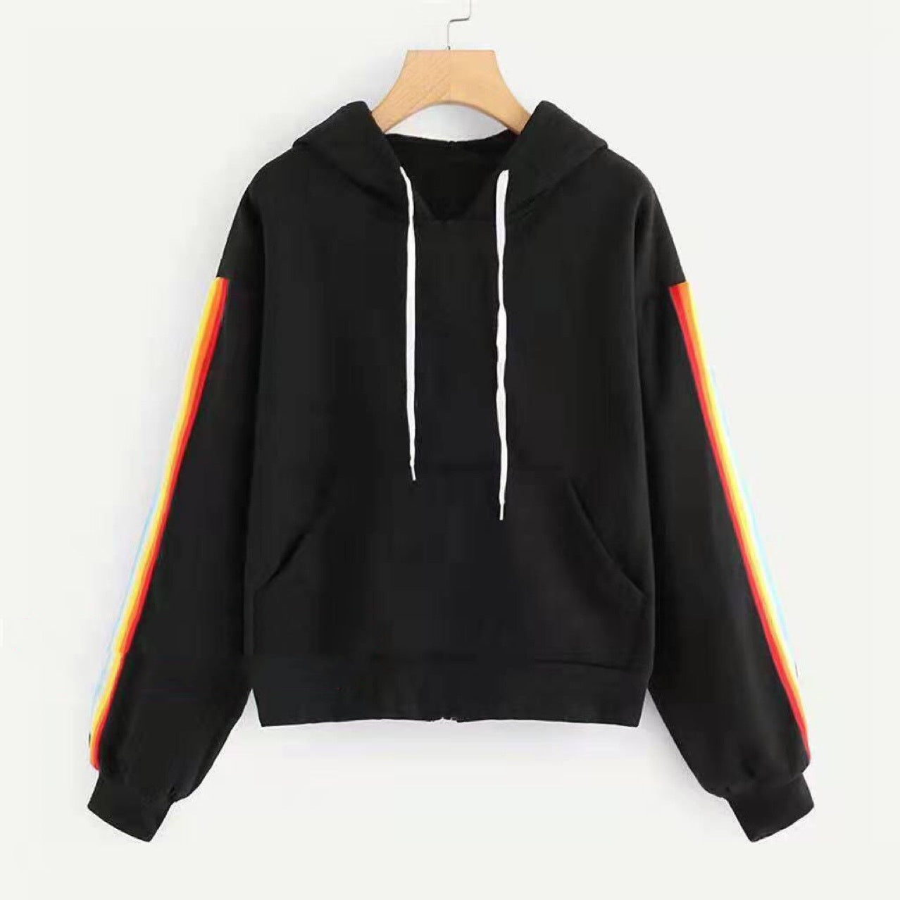 Women's Rainbow Striped Long-Sleeve Knit Sweater
