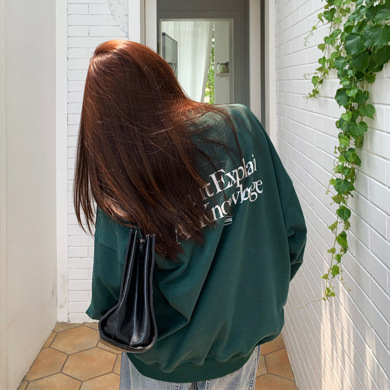 Fleece-Lined Vintage Casual Pullover Sweatshirt