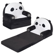 Cute Panda Foldable Kids Sofa Chair, 2-in-1 Plush Animal Lounger with High-Density Foam, Comfortable Reading Couch for Bedroom Décor