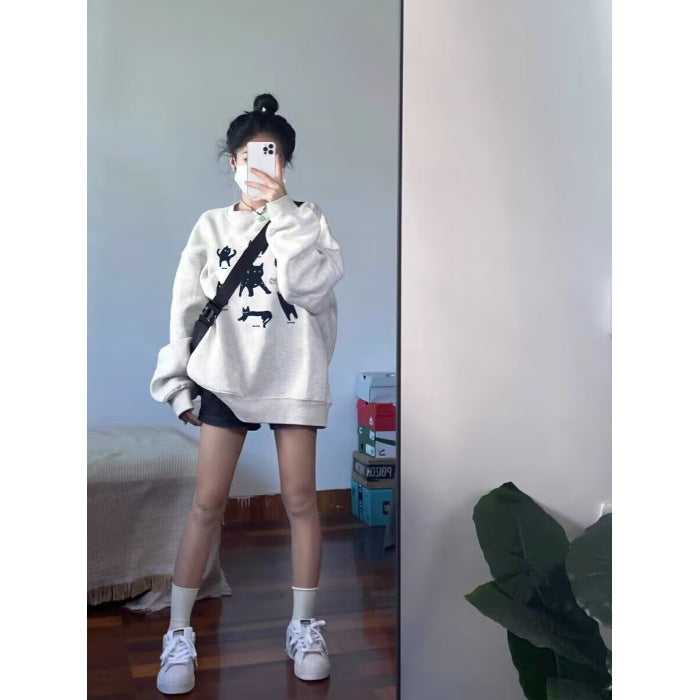 Women's Loose Round Neck Long Sleeve Pullover Sweater