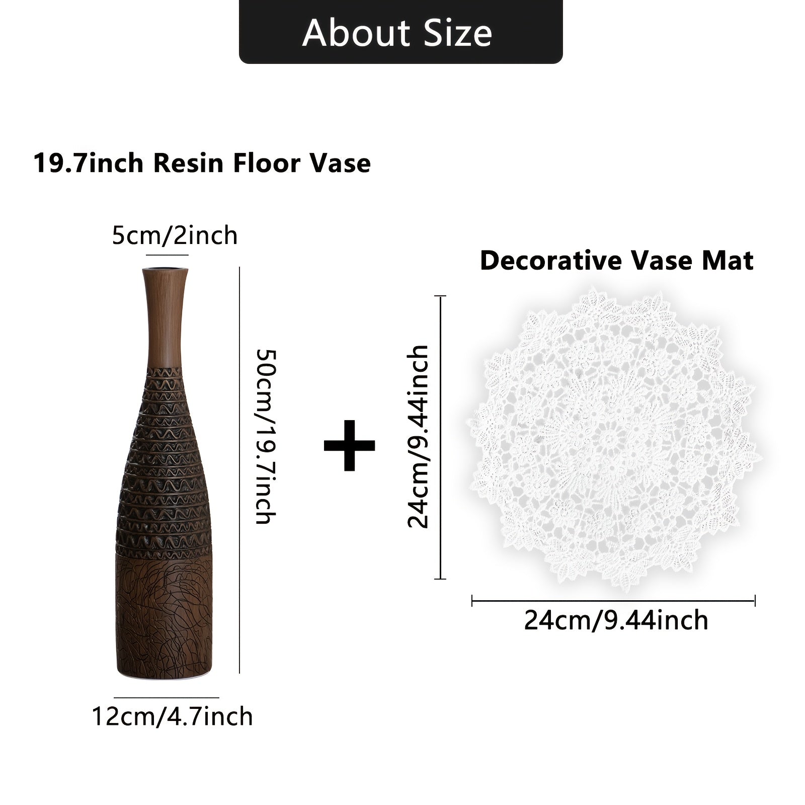 Extra-large resin floor vase with wavy pattern design