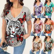 Vibrant Animal Print Short‑Sleeve Top – Trendy, Loose Fit