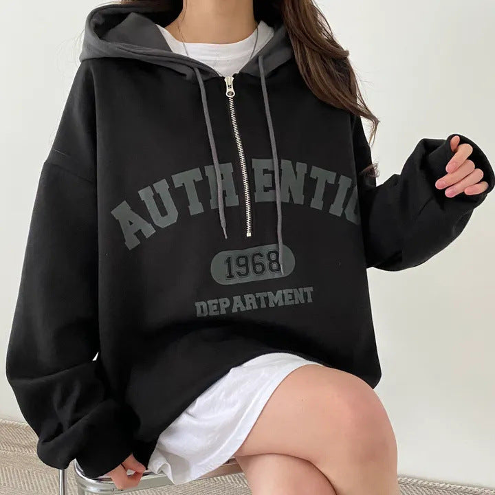 Niche Style Zip-Up Hoodie Sweatshirt