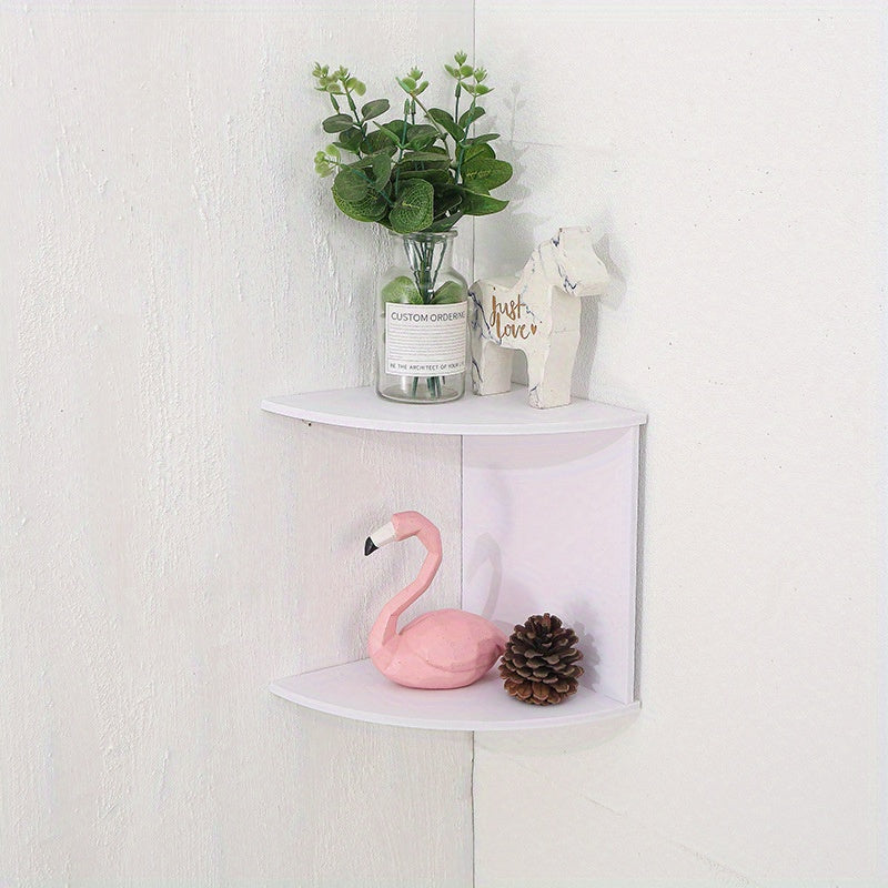 Modern Wall-Mounted Corner Shelf Organizer - Space-Saving Curved Design with Multiple Compartments, Durable Plastic for Home Decor, Books, Plants & Storage, Small Space Solution, Contemporary Decor…