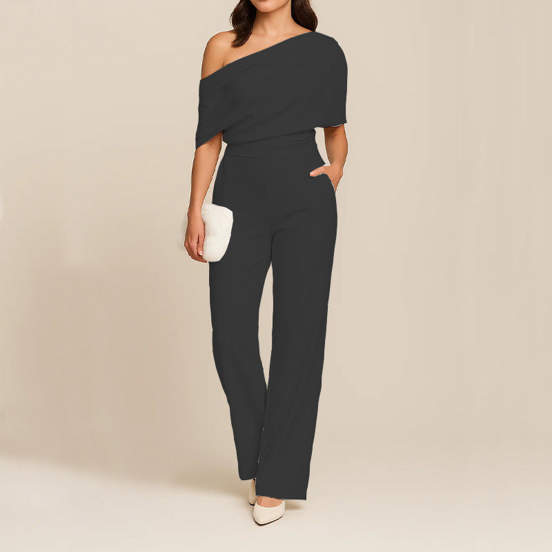 Elegant One-Shoulder Slimming Jumpsuit for Women