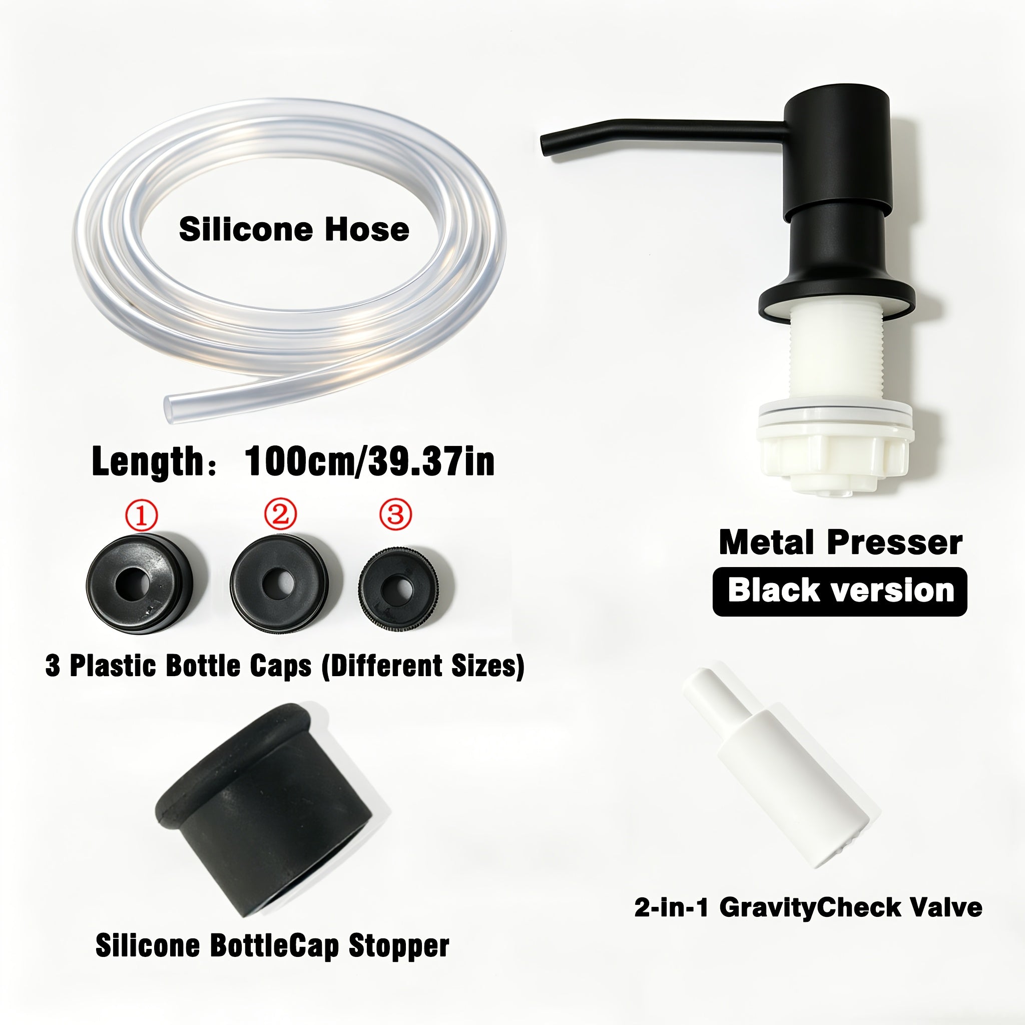 Kitchen Sink Liquid Soap Dispenser Pump Set with Metal Press Head