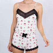Lace-Trimmed Sexy One-Piece Suspender Romper