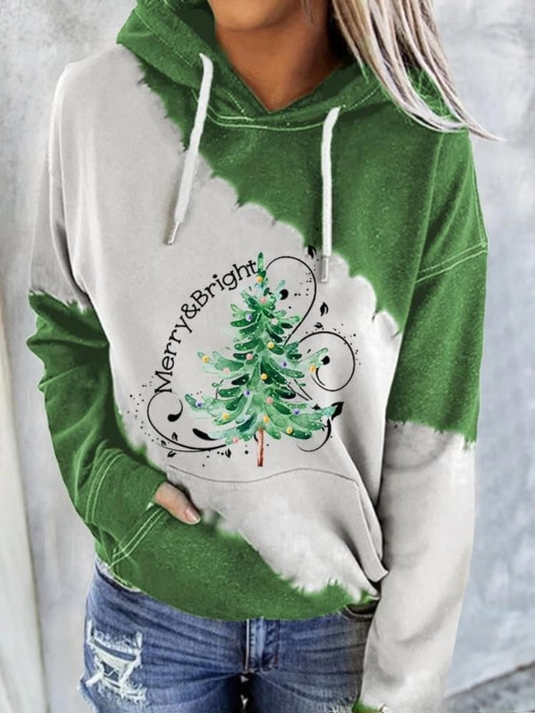 Festive Christmas Tree 3D Printed Women's Hooded Pullover Sweater