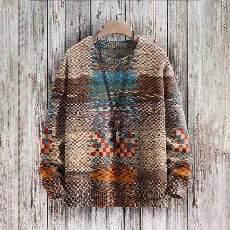 Chic Abstract Print Drop-Shoulder Casual Women's Sweater