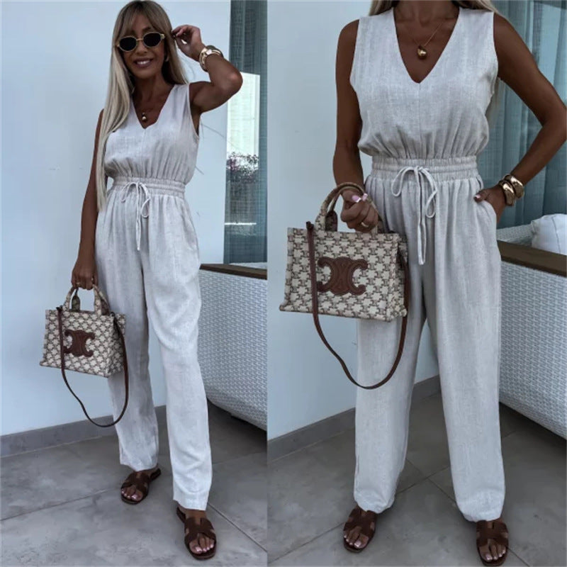 Elegant High-Waisted Sleeveless Jumpsuit