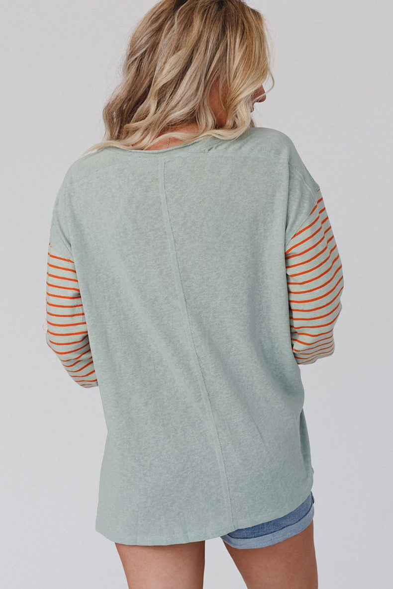 Women's Colorblock Striped Casual Long-Sleeve Hoodie