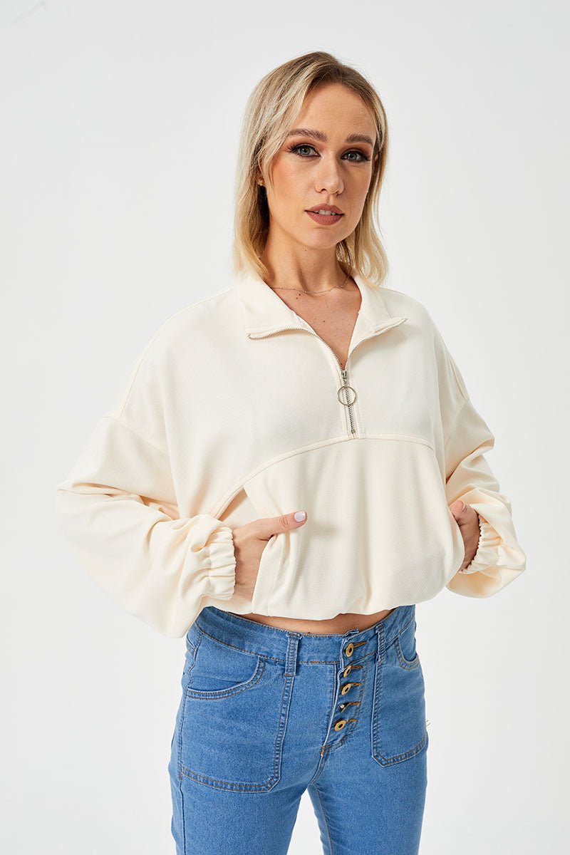 Women's Loose Casual Half-Zip Sweatshirt