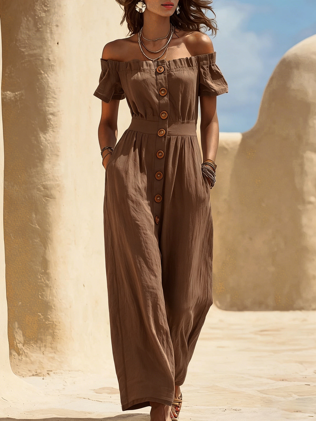 Chic Short-Sleeve Wide-Leg Jumpsuit
