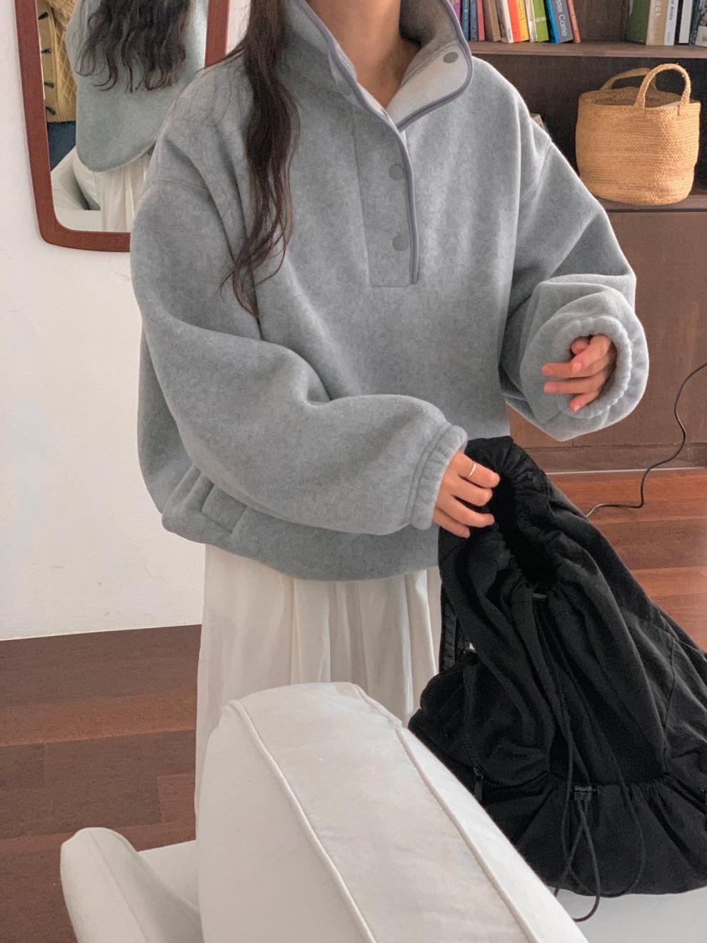 Cozy Stand Collar Fleece Pullover Sweater Top