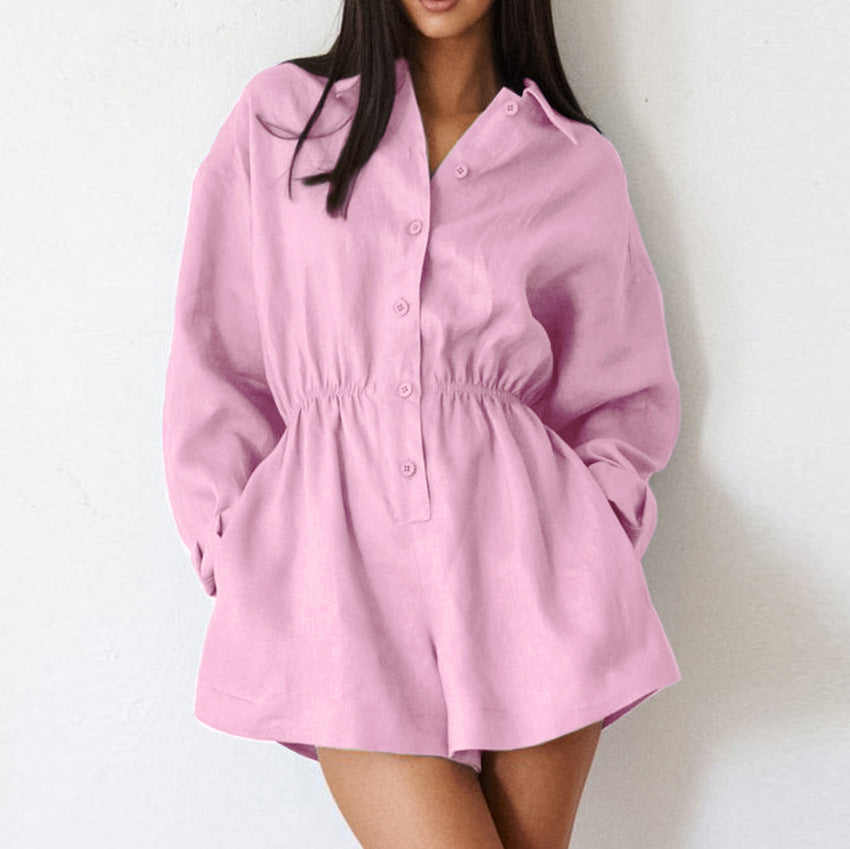 Chic Minimalist Lapel Jumpsuit with Pockets
