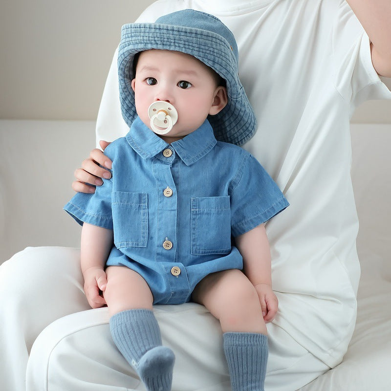 Cute Baby Denim Jumpsuit – Breathable Summer Romper