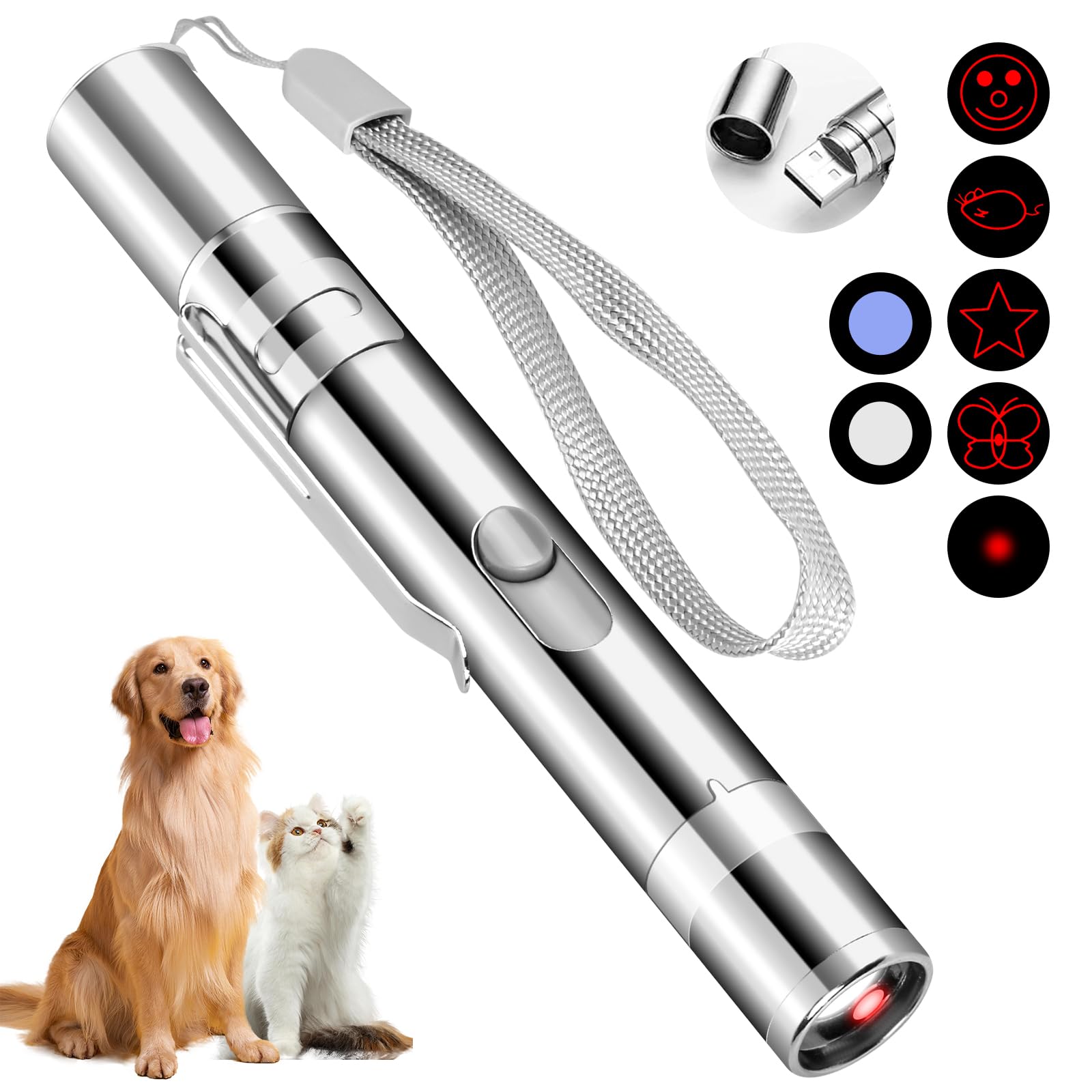 Interactive Cat Toy - 3 Modes, 5 Patterns, USB Rechargeable