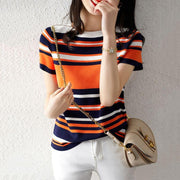 Color‑Block Crew‑Neck Knit Top – Loose, Trendy Sweater