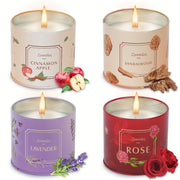 30 oz Scented Candle Set – Rose, Sandalwood, Cinnamon, Apple and Lavender Fragrances in Metal Jars