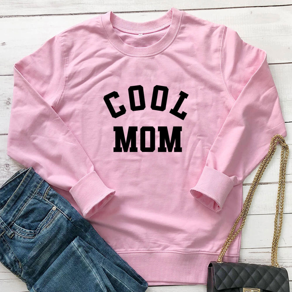 Cool Mom Letter Print Long Sleeve Pullover Sweatshirt