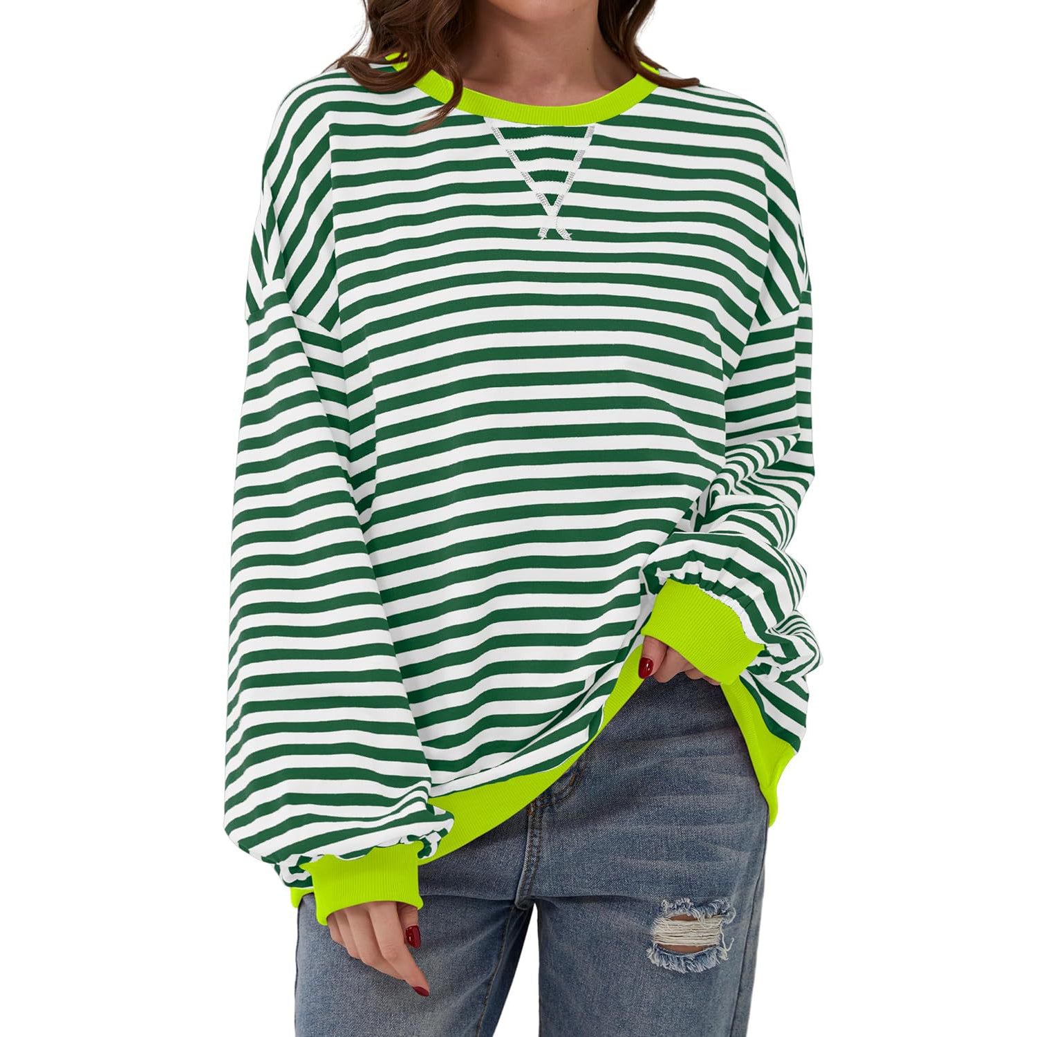Women's Casual Striped Long Sleeve Pullover Sweater