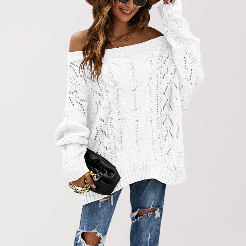 Strapless Plus Size Loose Off Shoulder Solid Color Pullover Sweater