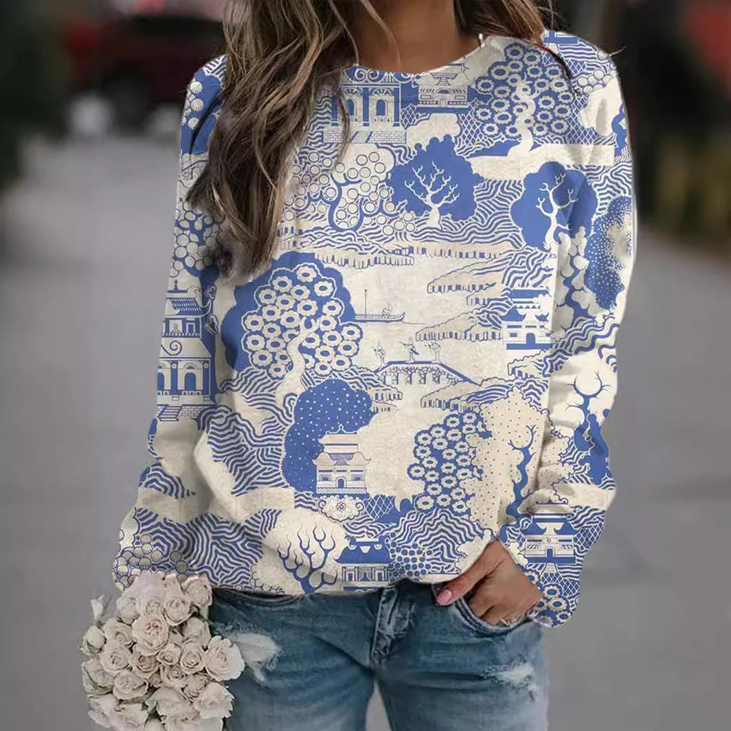 Chic Autumn Round-Neck Streetwear Pullover Top
