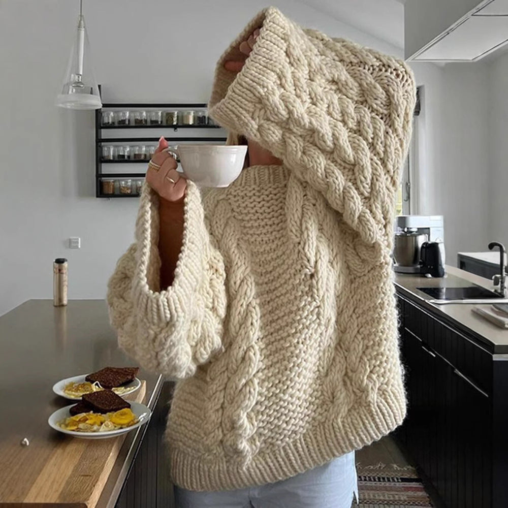 Loose Casual Versatile Solid-color Fashionable and Elegant Knit Sweater